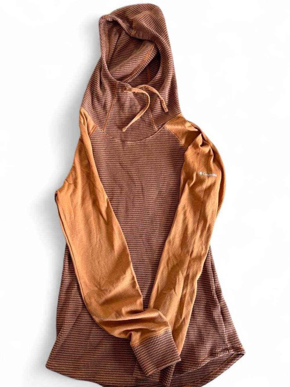 Columbia Sportswear Long-Sleeve Hooded Knit Top in Rust and Tan